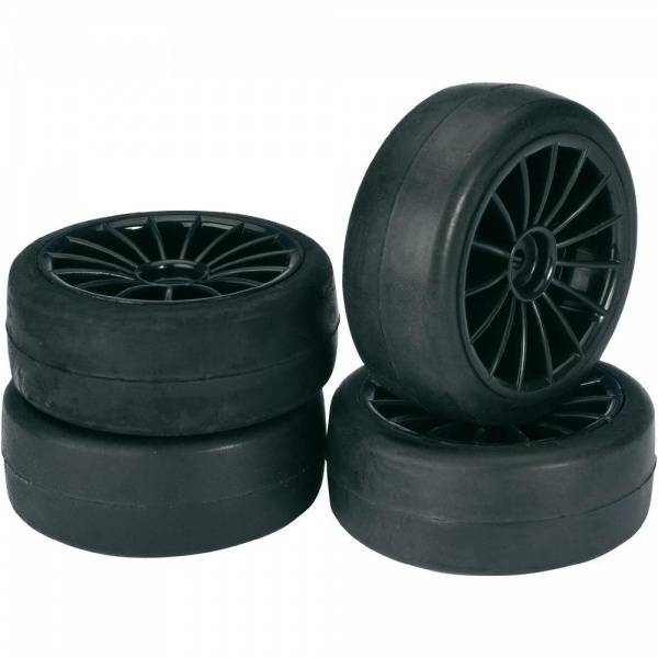 2510001 - Wheel Set Onroad 15 Spoke/Slicks Black 1:10 (4)