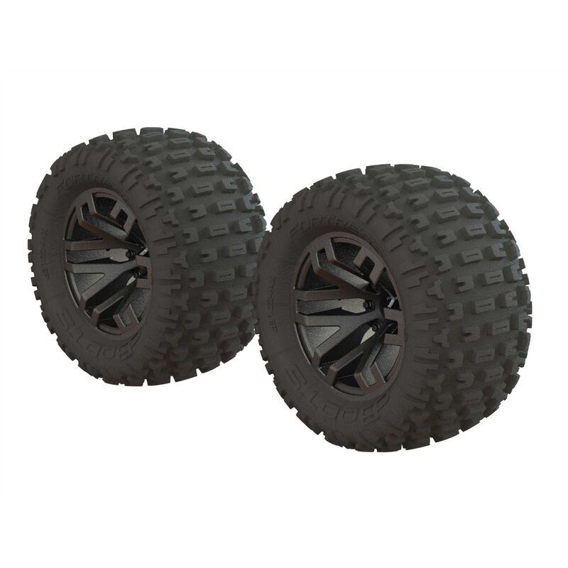 ARA550086 - Dboots 'Fortress MT' Tire Set Glued Gun Metal (2)