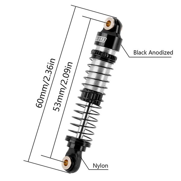 INJORA 53mm Aluminum Oil Shocks for 1/18 TRX4M (4)
