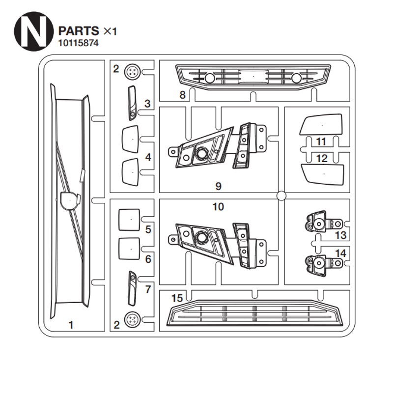 Tamiya 10115874 - N-Parts Chrome detaljer Lykter-Grill FH16