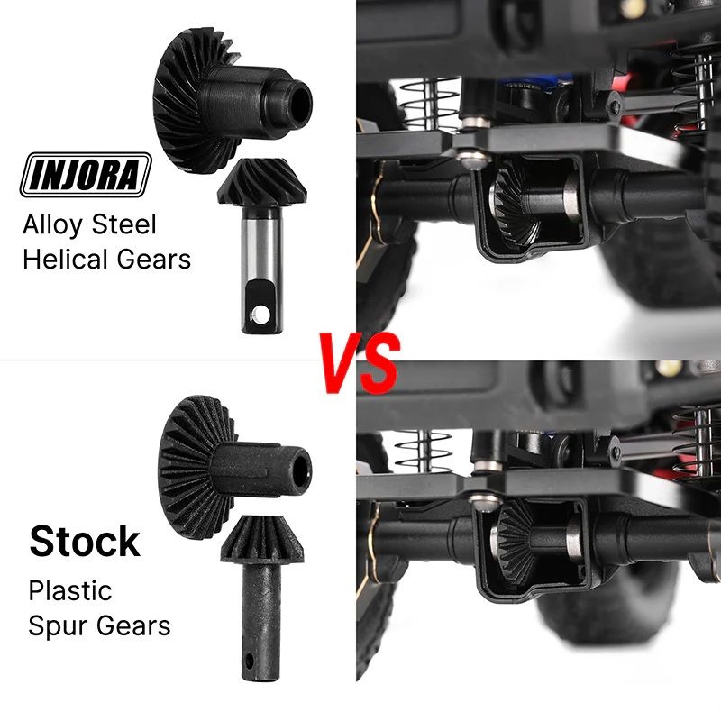 INJORA Underdrive 16.67% 24/10T Alloy Steel Helical Gears for 1/18 TRX4M
