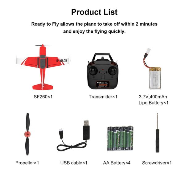 Top RC Hobby Mini SF260&nbsp;450mm Gyro 4 kanaler RTF