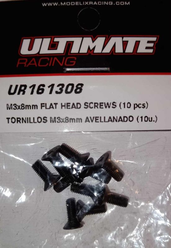Screws - Flat Head - Allen Sort - M3 x 8mm (10 pcs)
