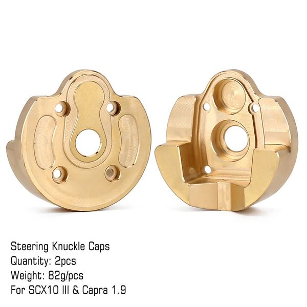 INJORA 82g Heavy Duty Brass Portal Steering Knuckle Caps B for SCX10 III Capra 1.9