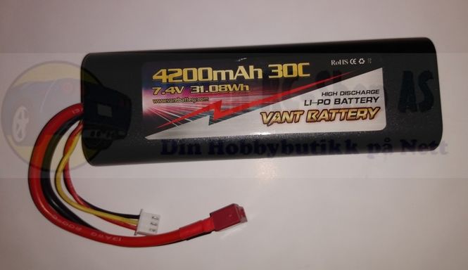 Hovedbilde 2S 7.4v 4200mah LiPo 30C ...
